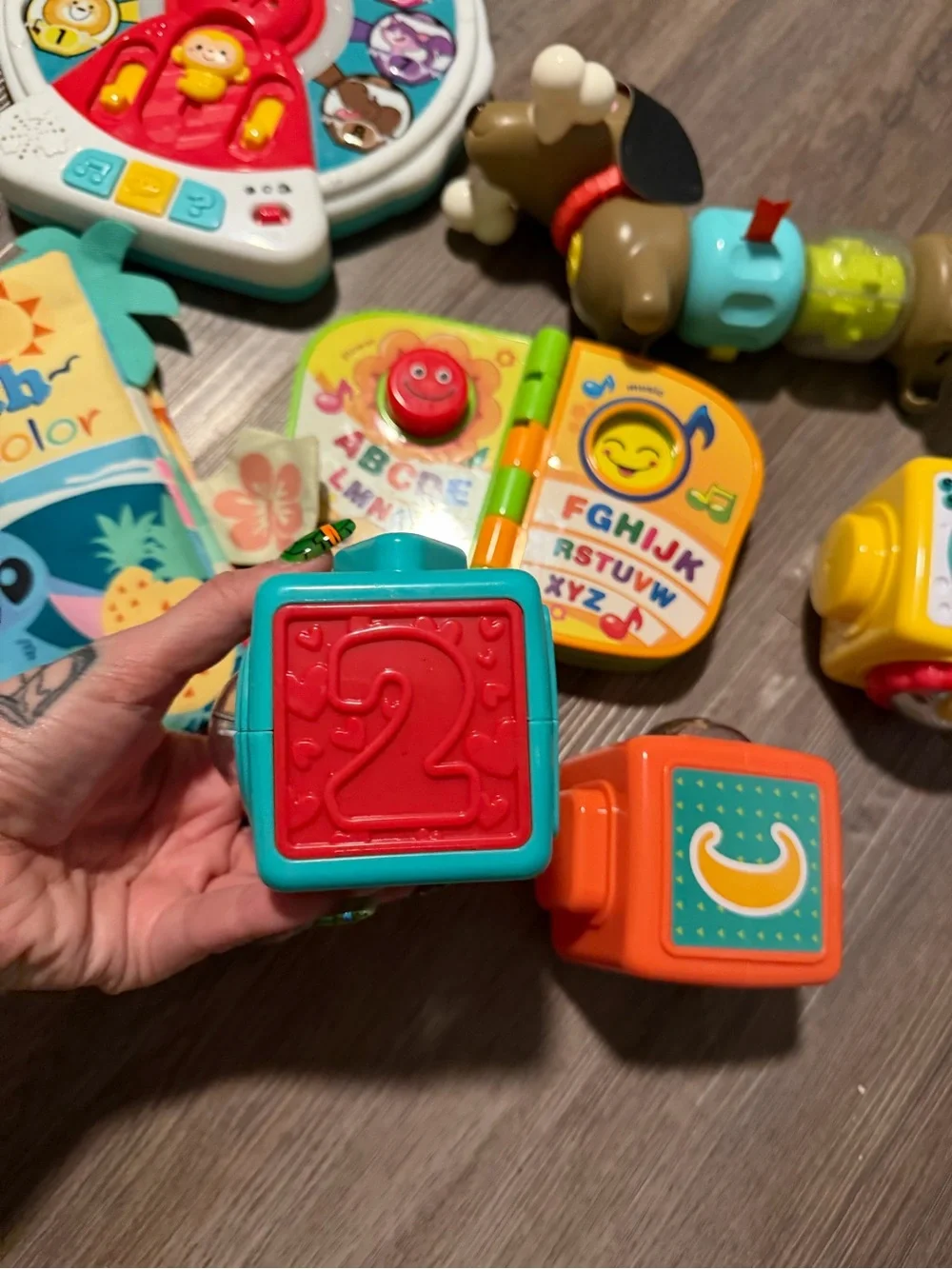 Bundle toddler toys, noise makers/book, activities